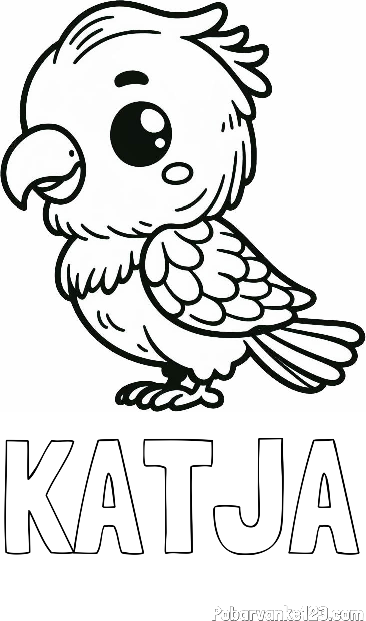 Pobarvanka imena KATJA in pobarvanka ljubkega papagaja