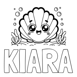 Pobarvanka imena KIARA in pobarvanka nasmejane školjke