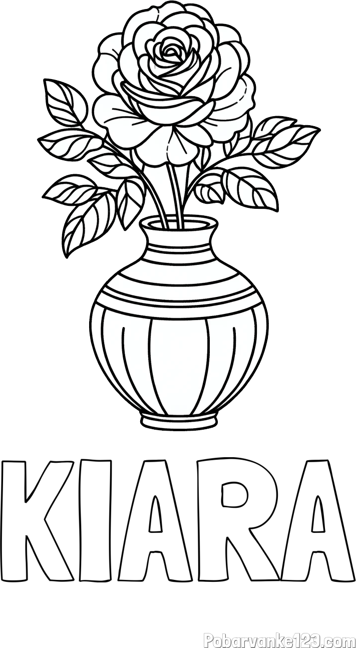 Pobarvanka imena KIARA in pobarvanka vrtnice v vazi