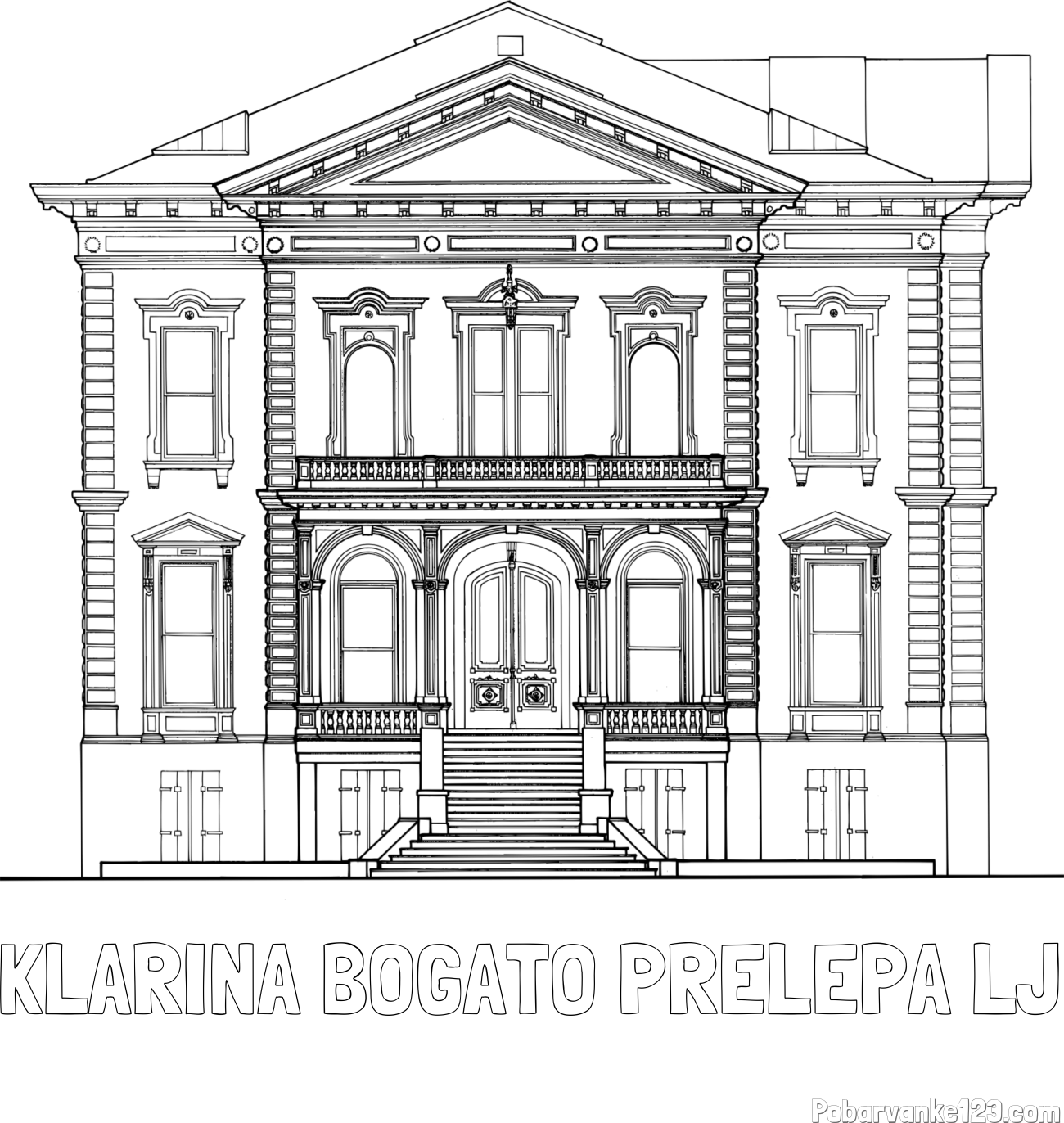 Pobarvanka imena KLARINA BOGATO PRELEPA LJ in pobarvanka palače