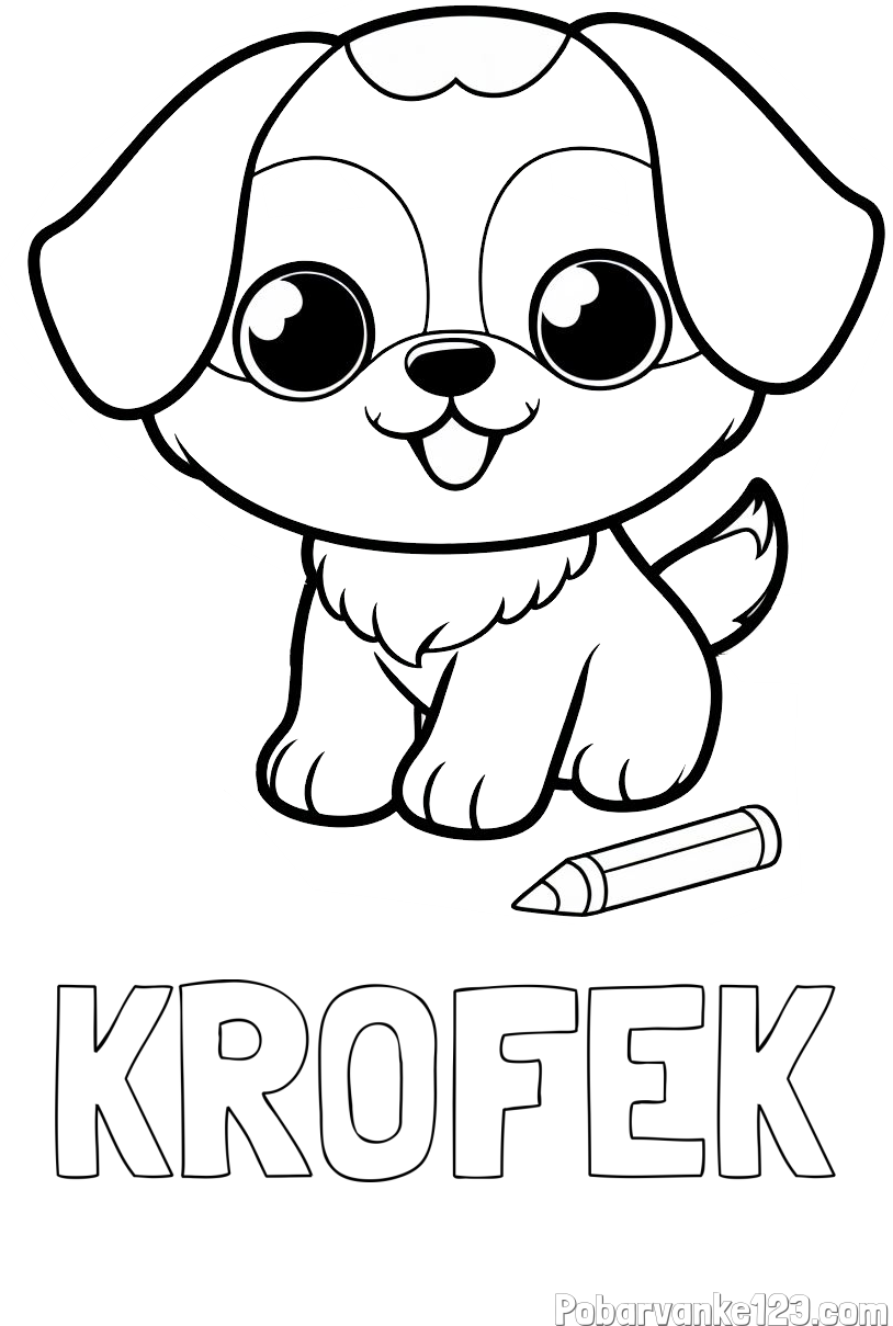 Pobarvanka imena KROFEK in pobarvanka prikupnega kužka