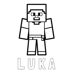 Pobarvanka imena L U K A in pobarvanka Minecraft figurice