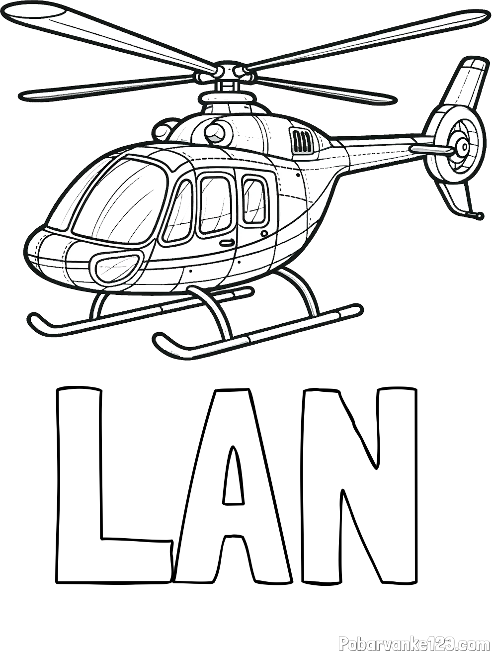 Pobarvanka imena LAN in pobarvanka sodobnega helikopterja