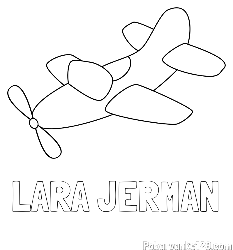 Pobarvanka imena LARA JERMAN in pobarvanka letala s propelerjem