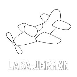 Online izdelana pobarvanka - Pobarvanka imena LARA JERMAN in pobarvanka letala s propelerjem
