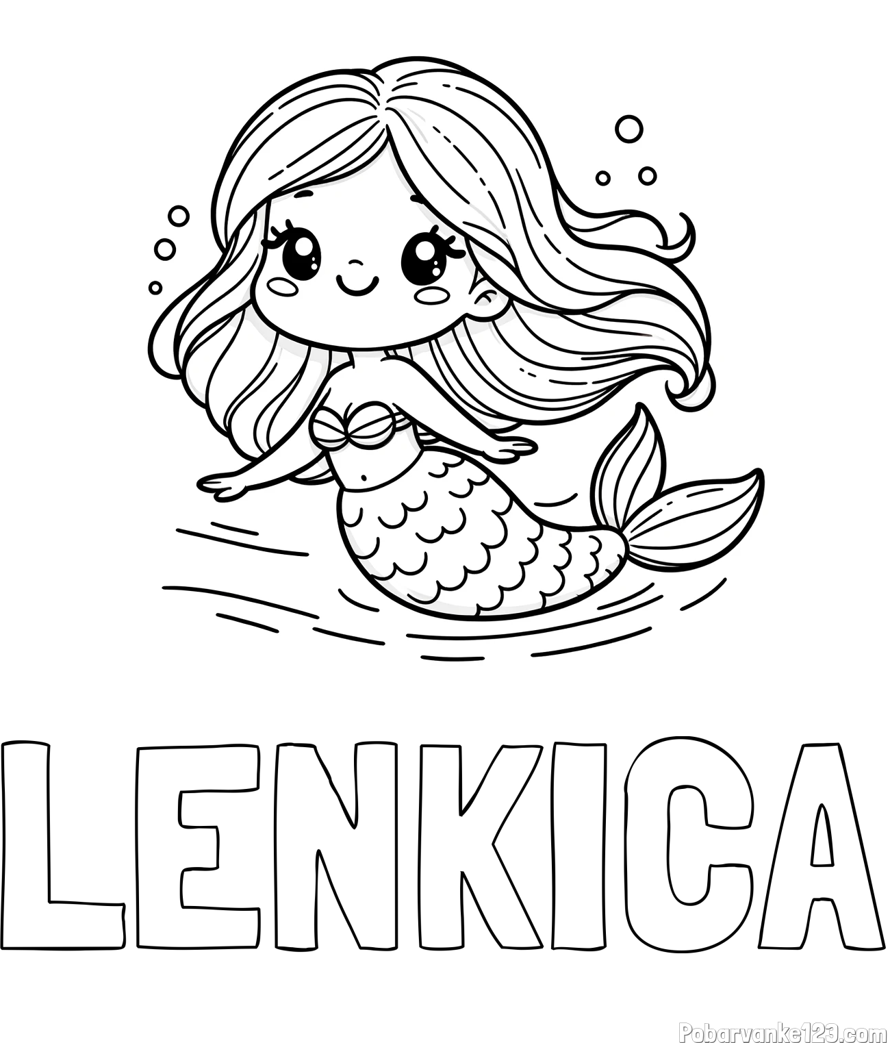 Pobarvanka imena LENKICA in pobarvanka ljubke morske deklice