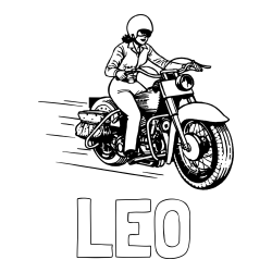 Online izdelana pobarvanka - Pobarvanka imena LEO in pobarvanka motorja ter motoristke