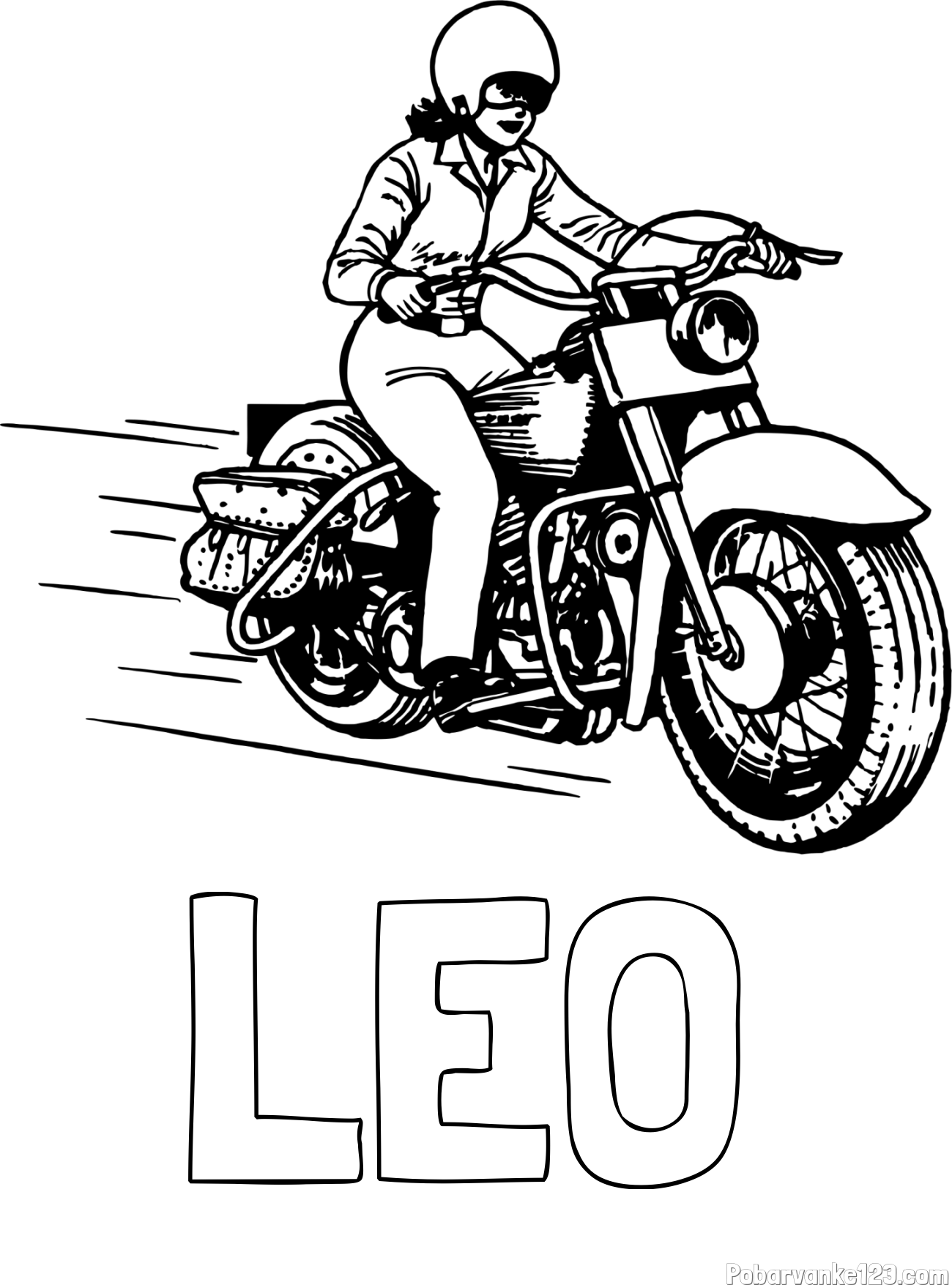 Pobarvanka imena LEO in pobarvanka motorja ter motoristke