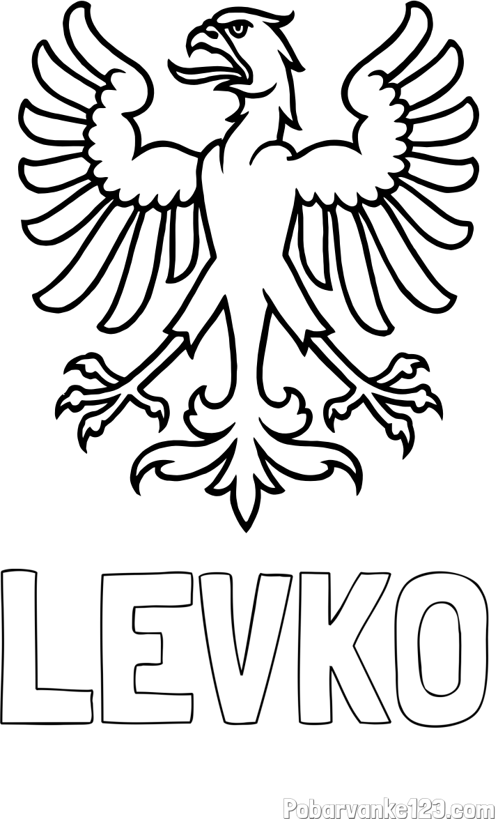Pobarvanka imena LEVKO in otroška pobarvanka orla
