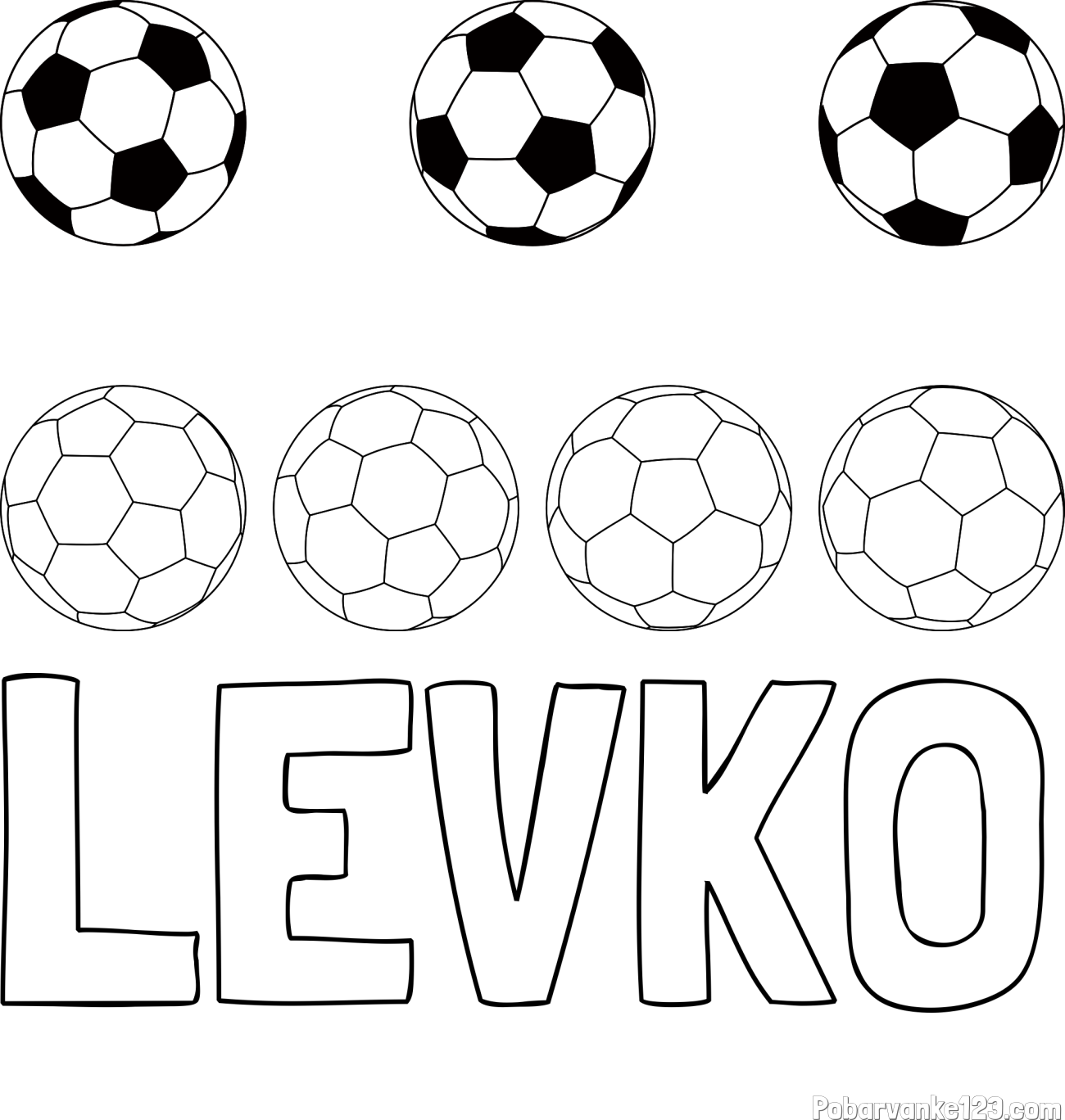 Pobarvanka imena LEVKO in pobarvanka nogometnih žog