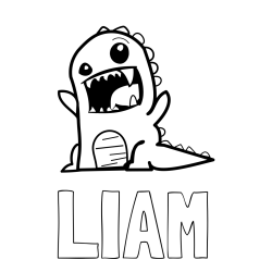 Online izdelana pobarvanka - Pobarvanka imena LIAM in pobarvanka strašnega dinozavra