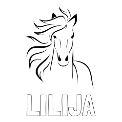 Online izdelana pobarvanka - Pobarvanka imena LILIJA in lepa pobarvanka konja