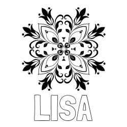 Online izdelana pobarvanka - Pobarvanka imena LISA in pobarvanka mandale (cvetovi)