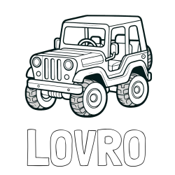 Online izdelana pobarvanka - Pobarvanka imena LOVRO in preprosta pobarvanka jeep-a
