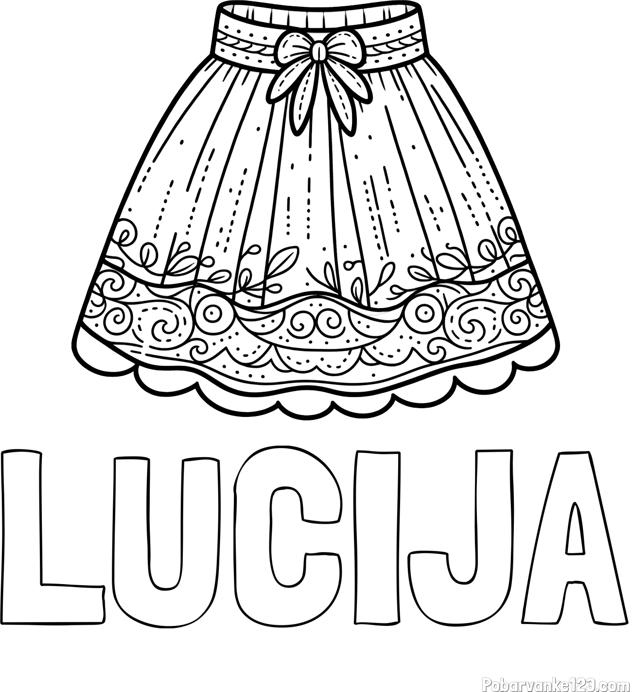 Pobarvanka imena LUCIJA in pobarvanka ženskega krila