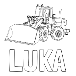 Pobarvanka imena LUKA in pobarvanka velikega bagra