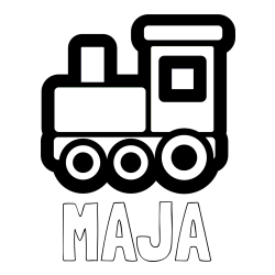 Online izdelana pobarvanka - Pobarvanka imena MAJA in otroška pobarvanka lokomotive