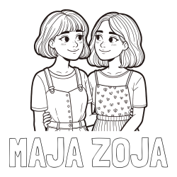 Online izdelana pobarvanka - Pobarvanka imena MAJA ZOJA in pobarvanka dveh najboljših prijateljic