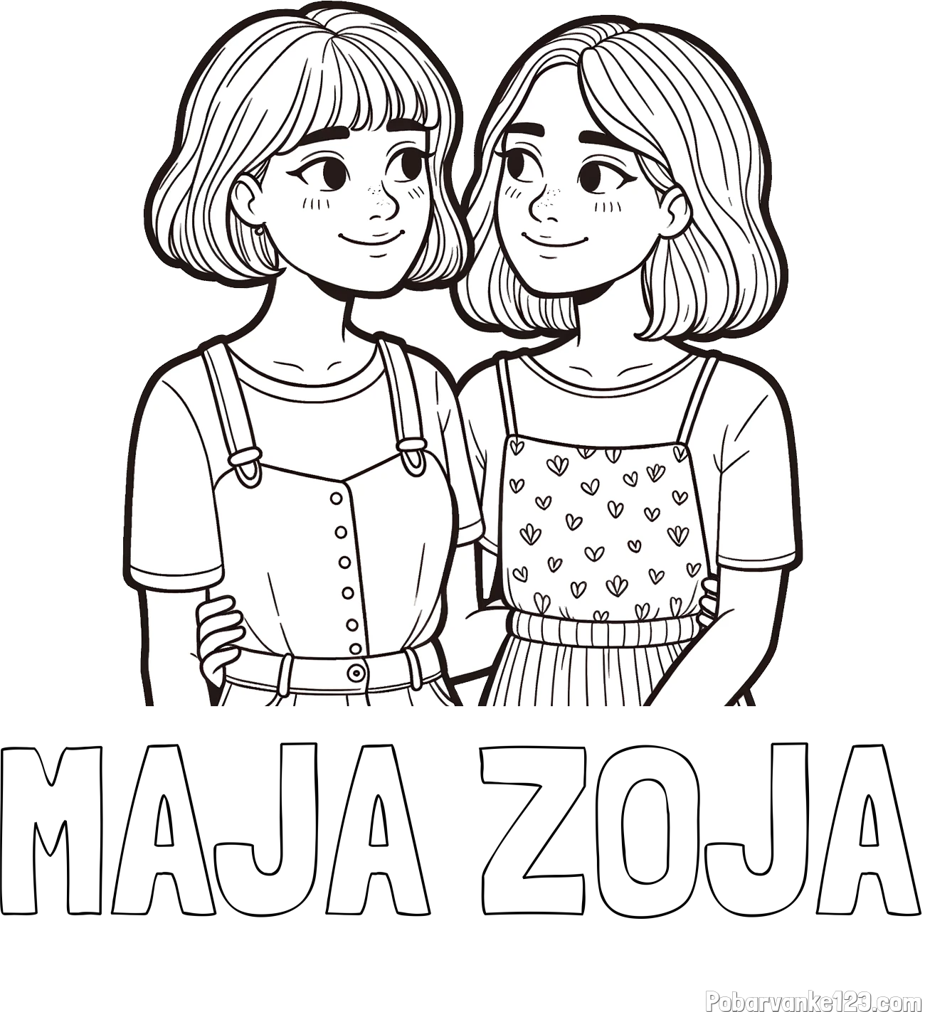 Pobarvanka imena MAJA ZOJA in pobarvanka dveh najboljših prijateljic