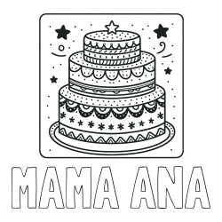 Online izdelana pobarvanka - Pobarvanka imena MAMA ANA in pobarvanka slastne torte