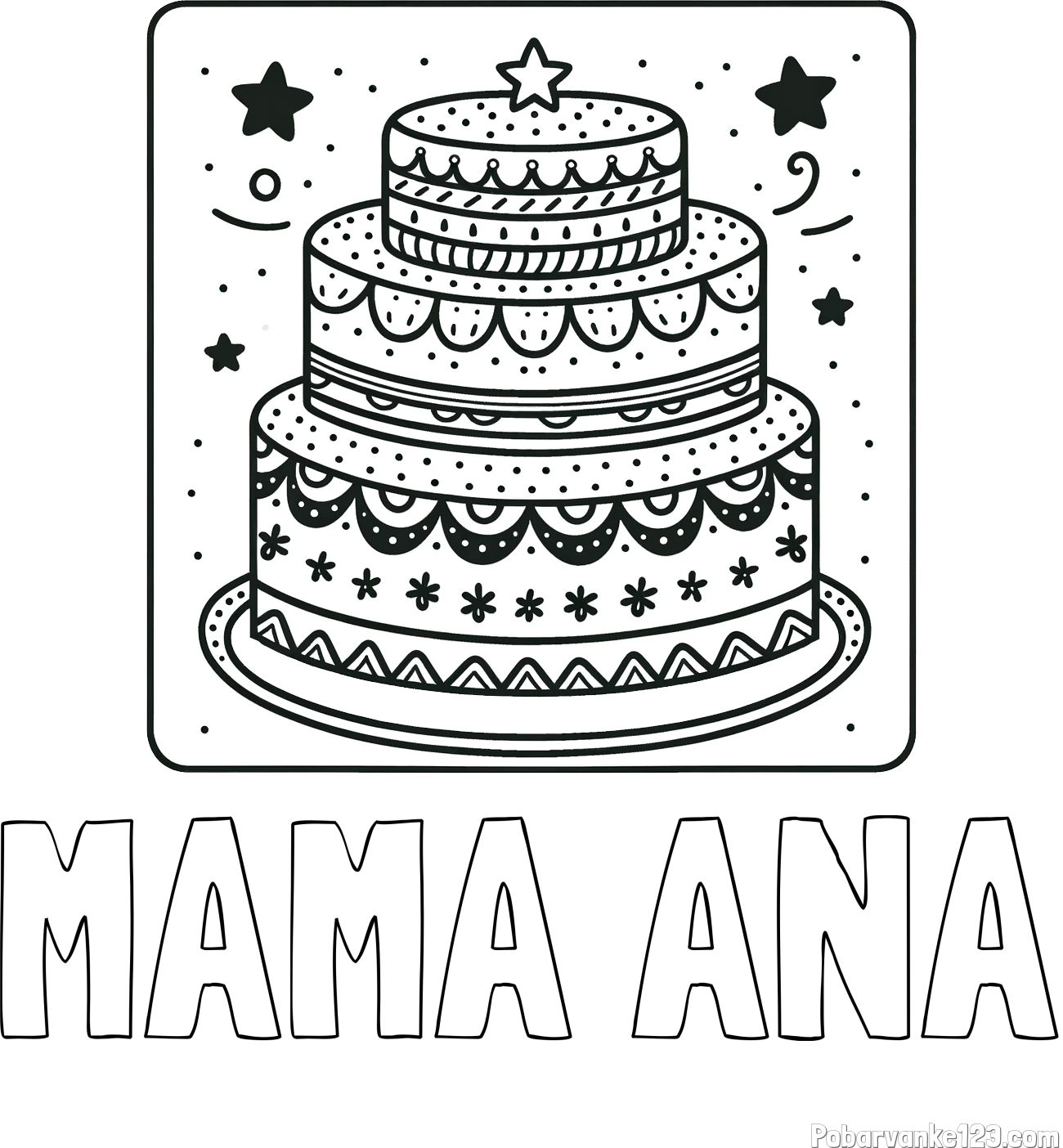 Pobarvanka imena MAMA ANA in pobarvanka slastne torte