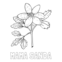 Pobarvanka imena MAMA SANDA in pobarvanka marjetice
