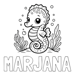 Pobarvanka imena MARJANA in pobarvanka morskega konjička