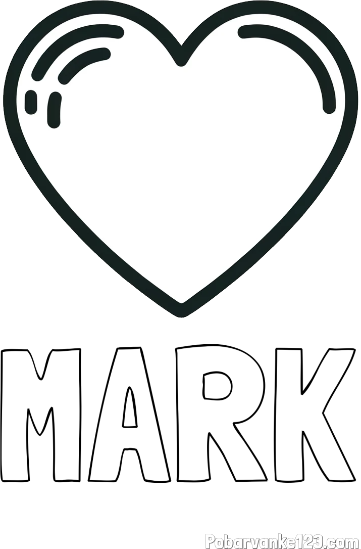 Pobarvanka imena MARK in pobarvanka lepega srčka