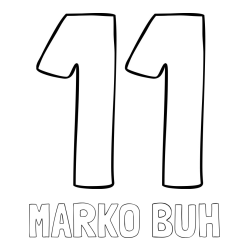 Pobarvanka imena MARKO BUH in pobarvanka številke enajst (11)