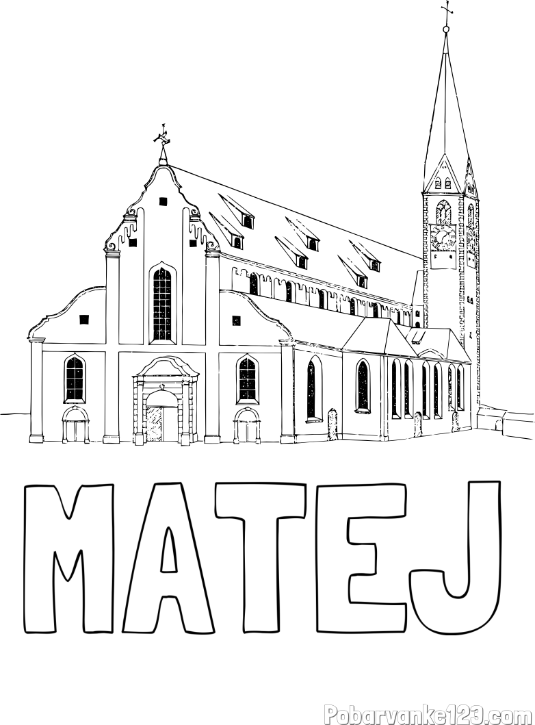 Pobarvanka imena MATEJ in pobarvanka cerkev st.Mang iz leta 1828