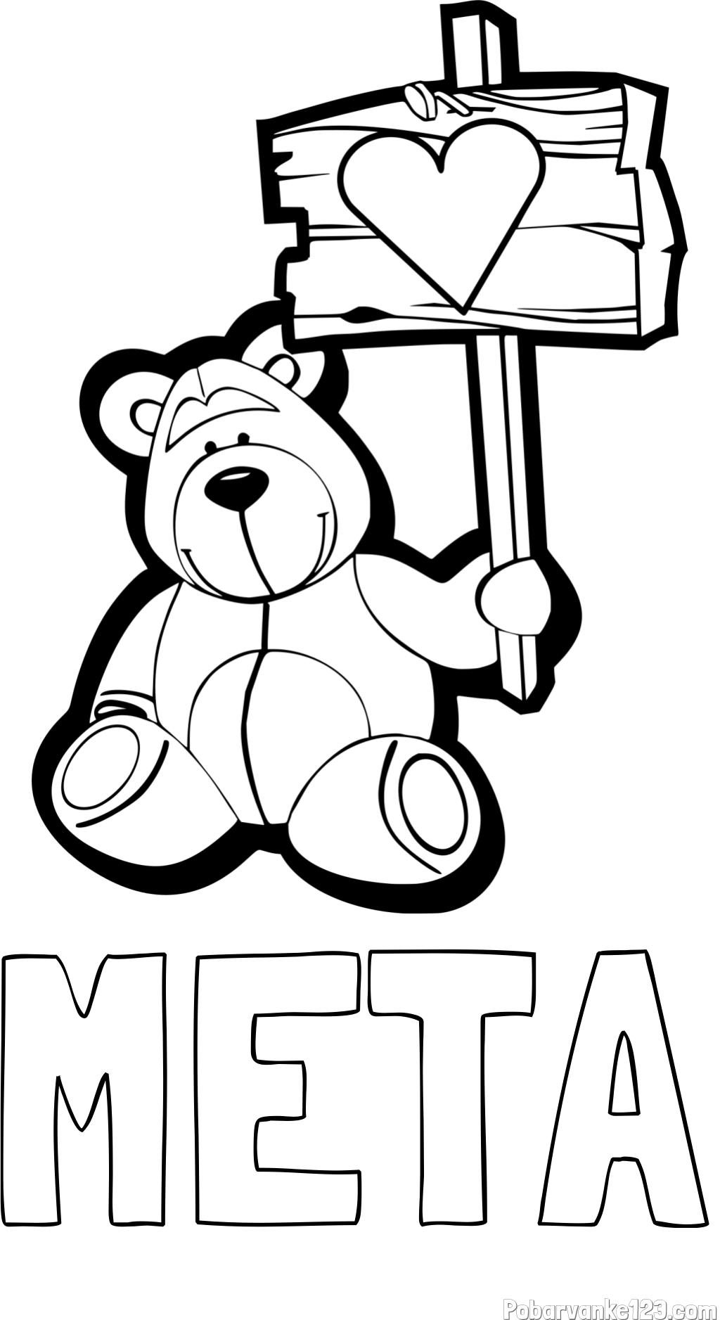 Pobarvanka imena META in pobarvanka prikupnega medvedka