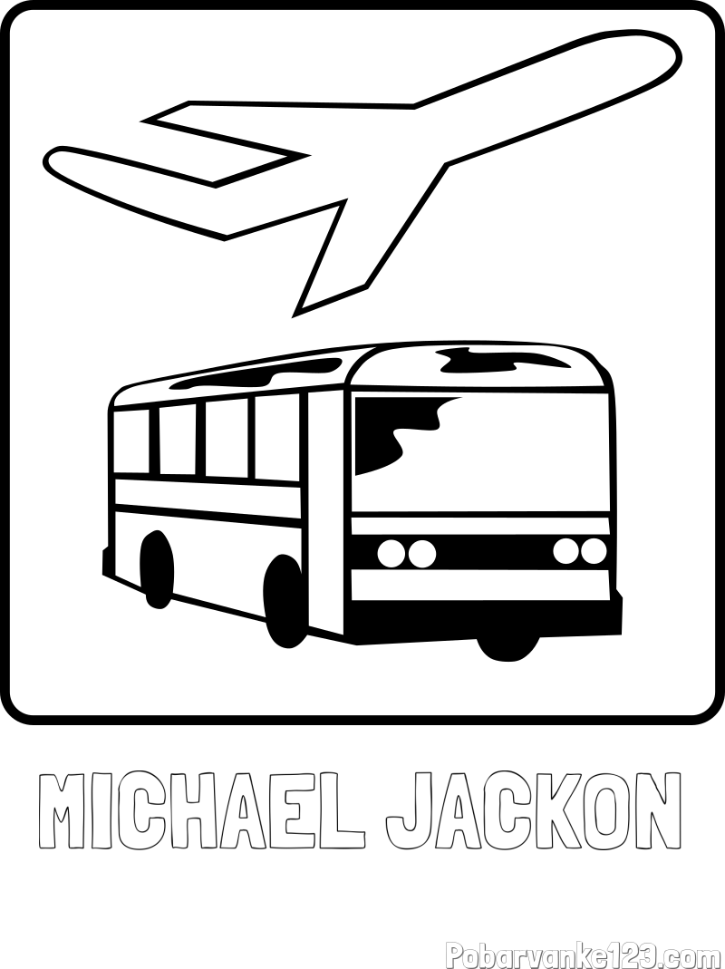 Pobarvanka imena MICHAEL JACKON in avtobus in letalo