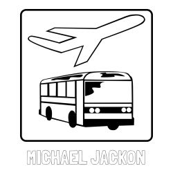 Pobarvanka imena MICHAEL JACKON in avtobus in letalo