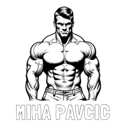 Online izdelana pobarvanka - Pobarvanka imena MIHA PAVČIČ in pobarvanka bodybuilder-ja