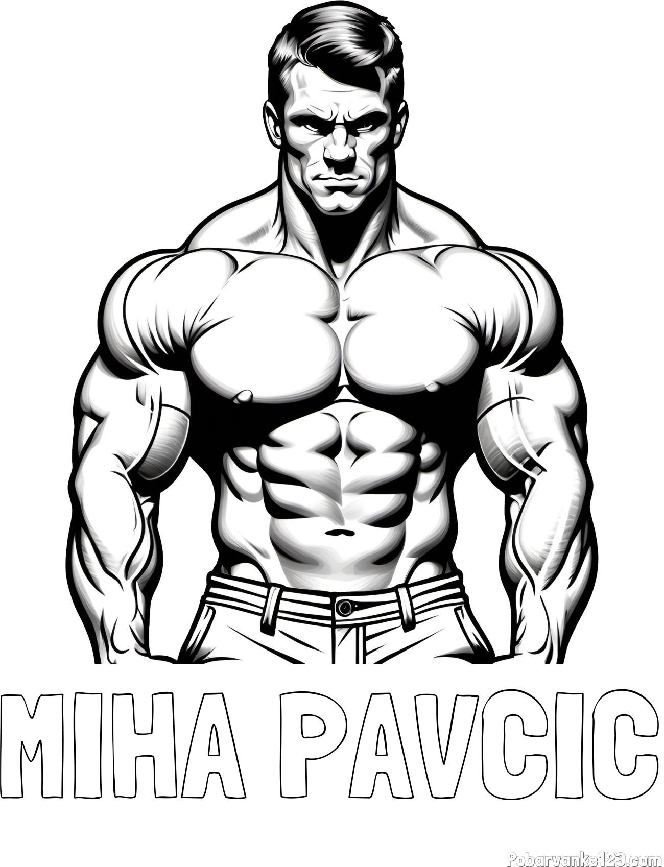 Pobarvanka imena MIHA PAVČIČ in pobarvanka bodybuilder-ja