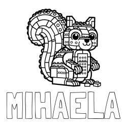 Online izdelana pobarvanka - Pobarvanka imena MIHAELA in pobarvanka LEGO veverice