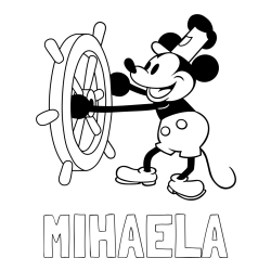 Online izdelana pobarvanka - Pobarvanka imena MIHAELA in pobarvanka Miki Miške (Mickey Mouse)