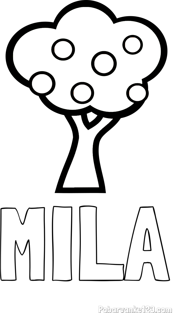 Pobarvanka imena MILA in pobarvanka jablane