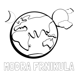 Online izdelana pobarvanka - Pobarvanka imena MODRA FRNIKULA in pobarvanka planeta Zemlje, lune ter sonca