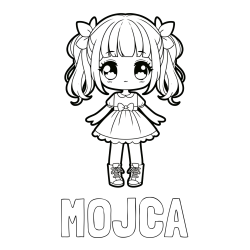 Pobarvanka imena MOJCA in pobarvanka anime punčke