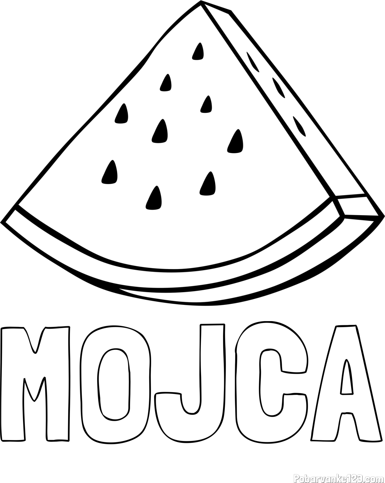 Pobarvanka imena MOJCA in pobarvanka lubenice