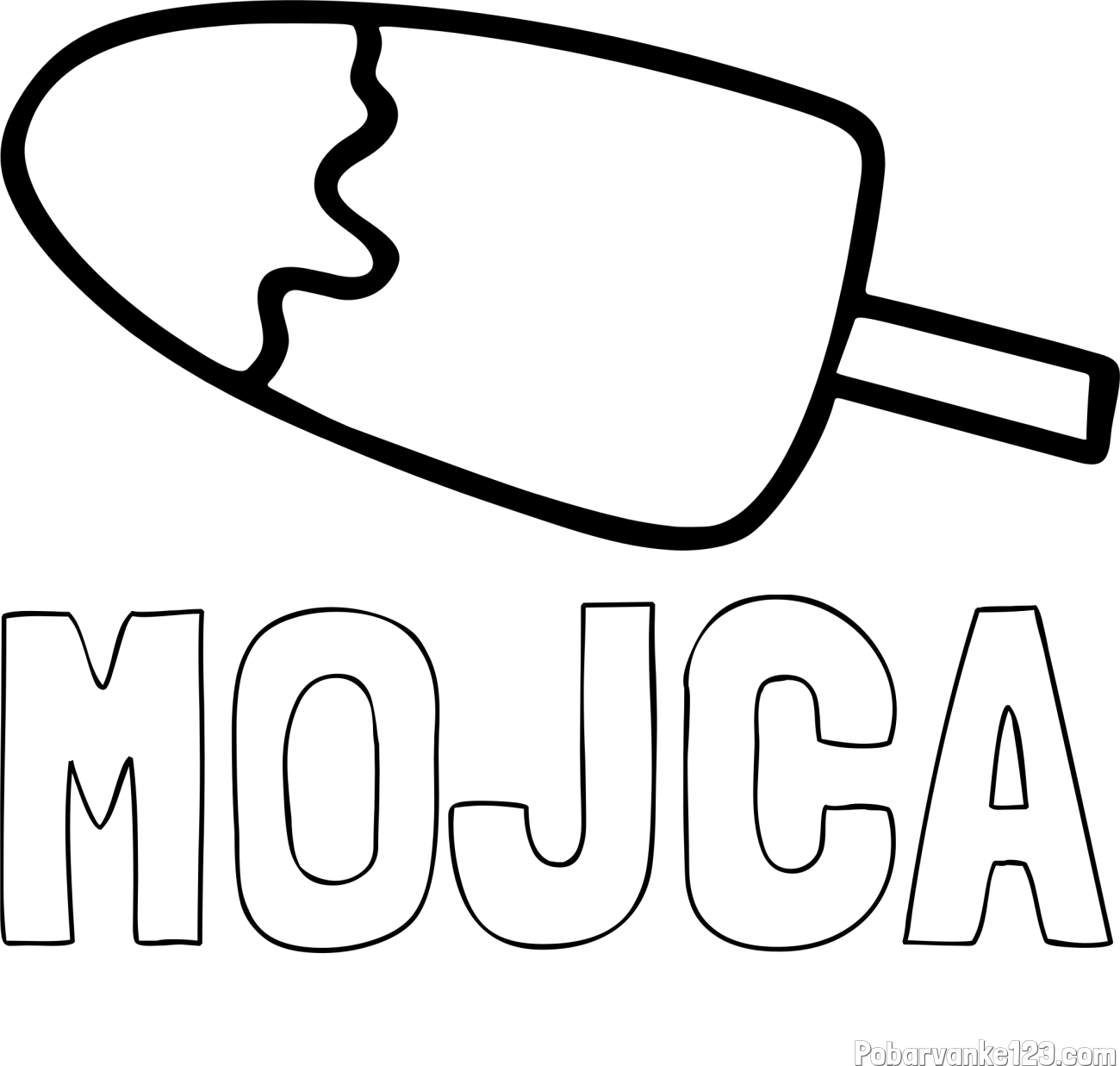 Pobarvanka imena MOJCA in pobarvanka lučke (sladoled na palčki)