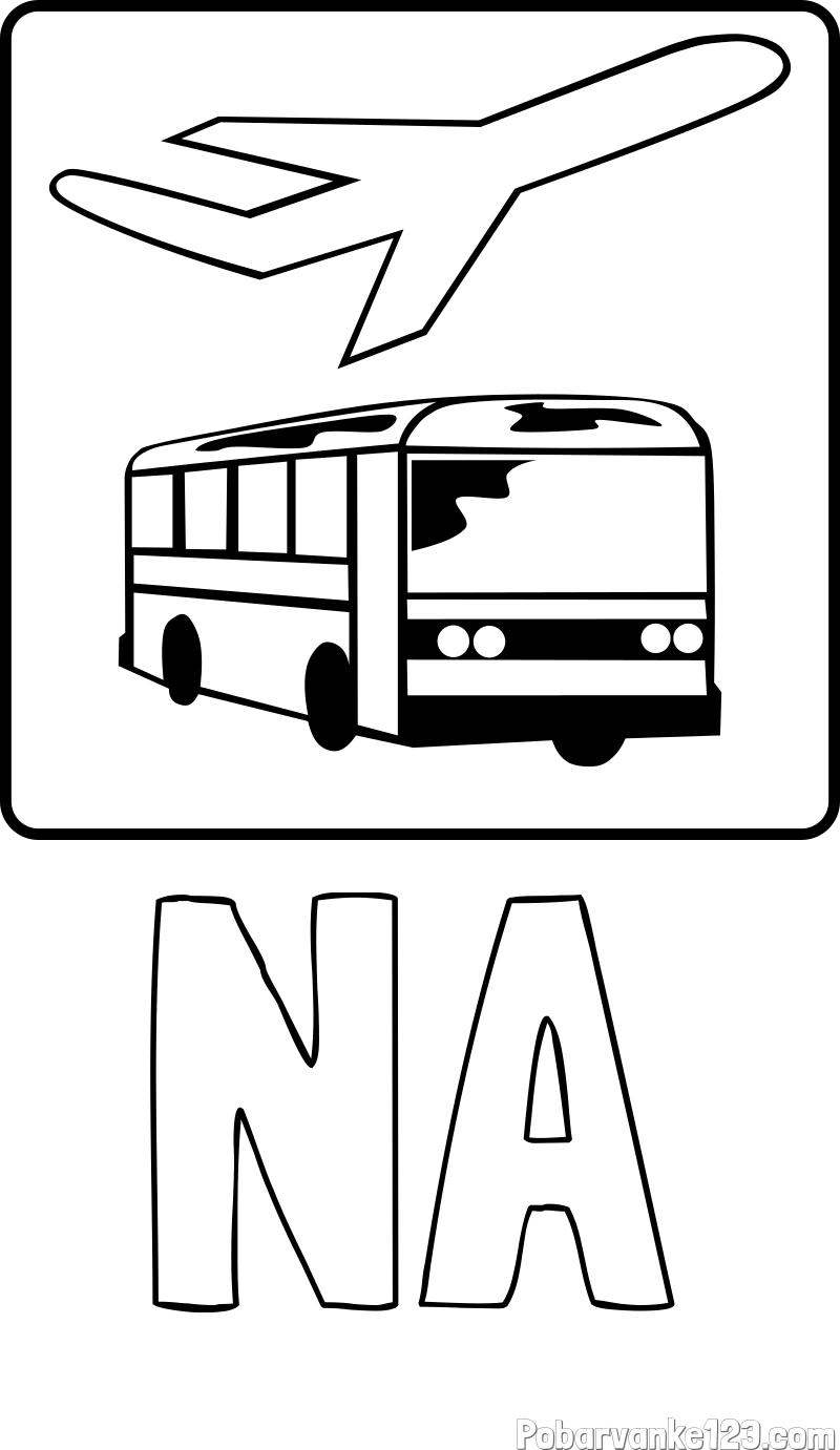 Pobarvanka imena NA in avtobus in letalo