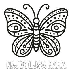 Online izdelana pobarvanka - Pobarvanka imena NAJBOLJŠA MAMA in preprosta pobarvanka metulja