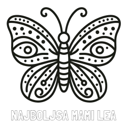 Online izdelana pobarvanka - Pobarvanka imena NAJBOLJŠA MAMI LEA in preprosta pobarvanka metulja