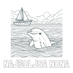 Online izdelana pobarvanka - Pobarvanka imena NAJBOLJŠA NONA in pobarvanka delfina v morju ter jadrnice
