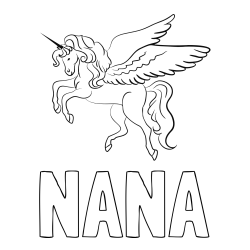 Online izdelana pobarvanka - Pobarvanka imena NANA in lepa pobarvanka samoroga