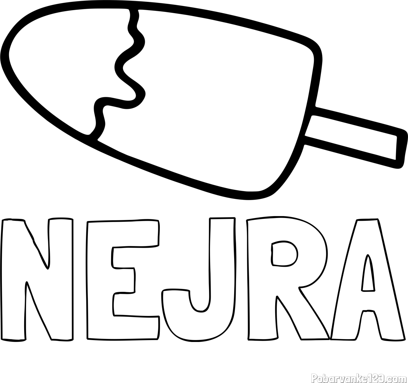 Pobarvanka imena NEJRA in pobarvanka lučke (sladoled na palčki)