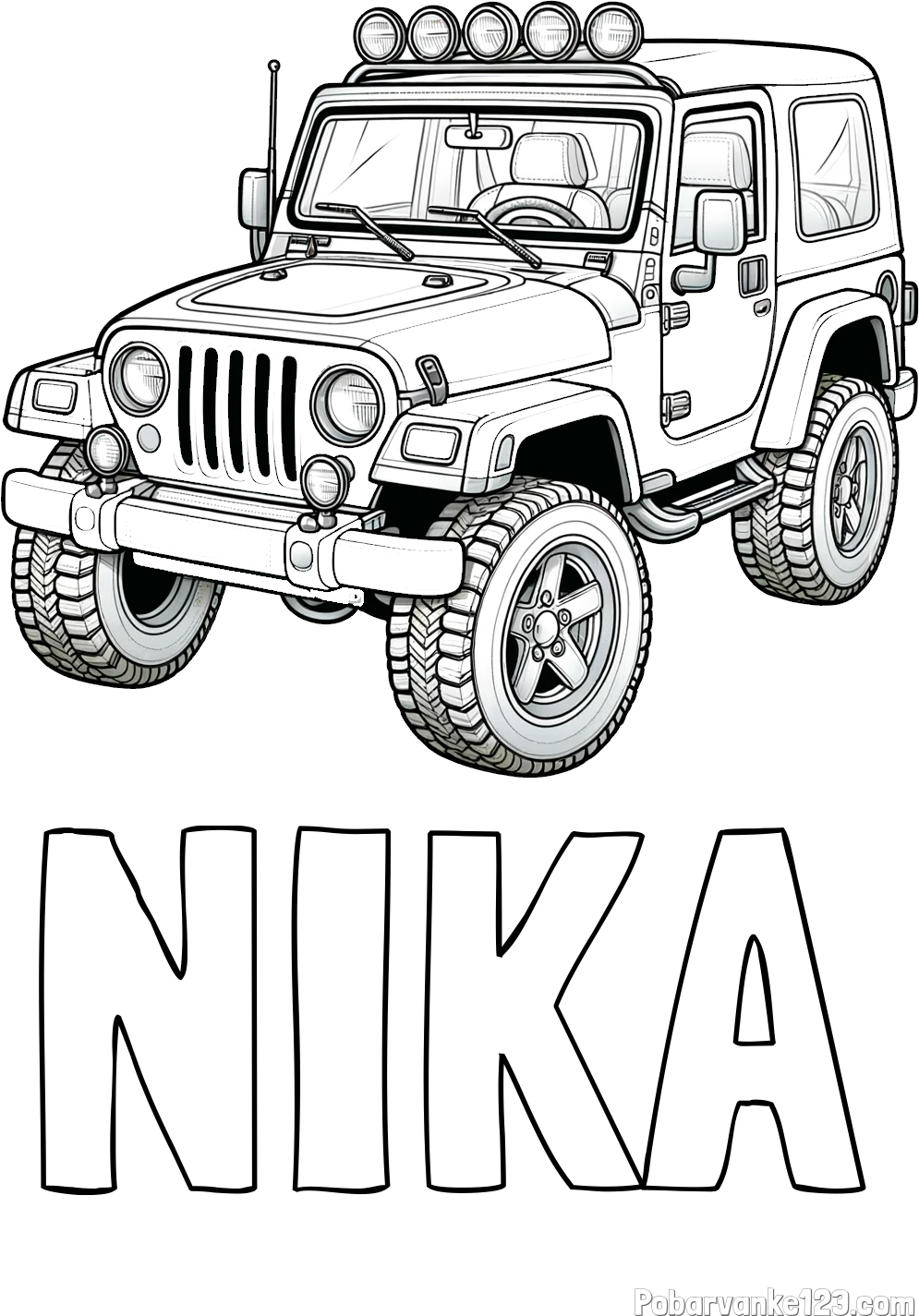 Pobarvanka imena NIKA in pobarvanka džipa