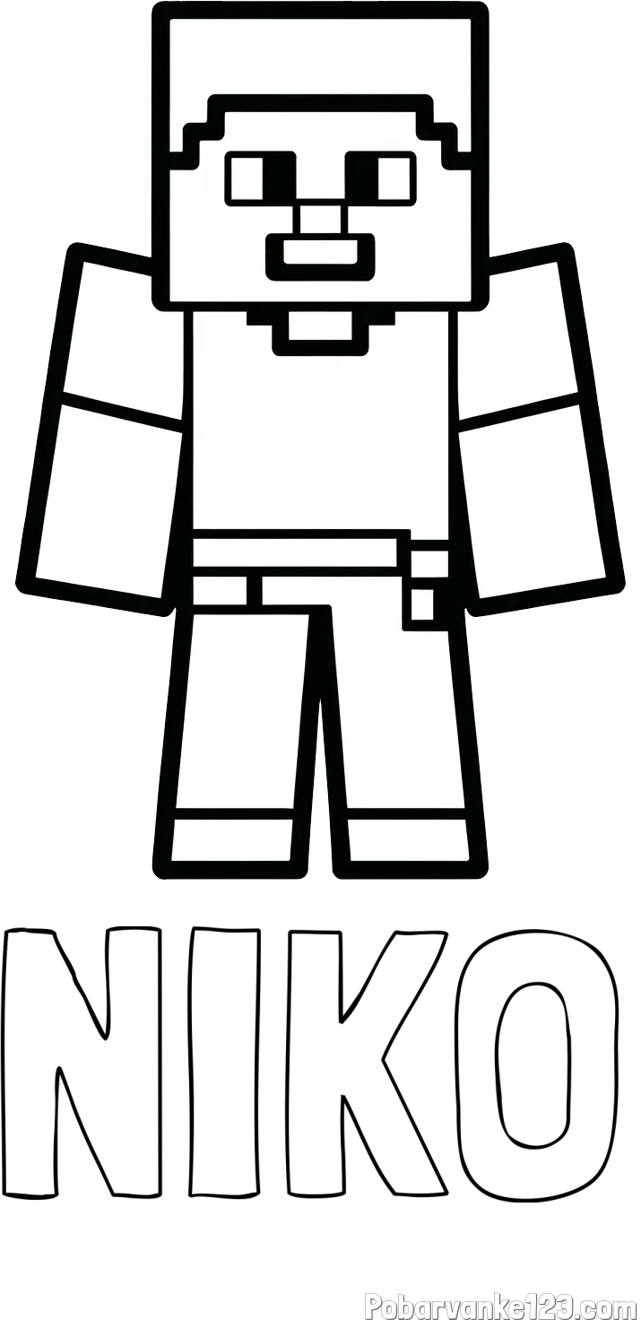 Pobarvanka imena NIKO in pobarvanka Minecraft figurice